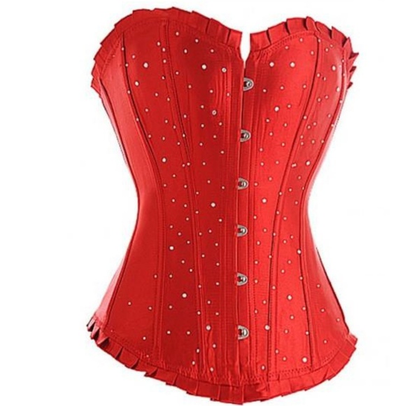 Red bustier with rhinestones - Picture 5 of 5